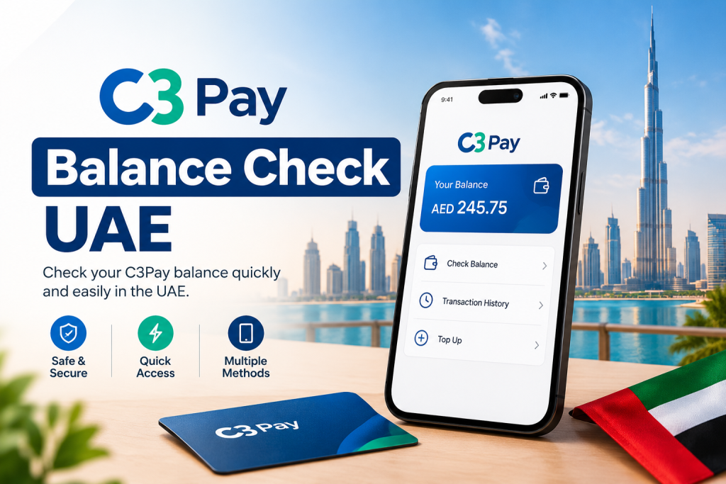 C3Pay balance check UAE on mobile phone